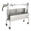 Gratar pe carbune cu rotisor electric, Vevor Deflector 60 kg, Inox, roti blocabile, inaltime reglabila