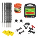 Kit complet gard electric 12/220V, 4.5 Joule lungime fir 1000m, 50 stalpi si placute avertizare Britmann