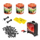Kit complet gard electric 12V 3.5 Joule, lungime fir 1500m, 200 izolatori si placute avertizare Breckner Germany