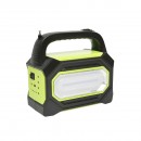 Kit iluminat portabil LED cu 3 becuri/proiector, radio FM, MP3, panou solar si baterie 6V, 4.5 Ah pentru pescuit camping GD-8073