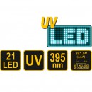 Kit lanterna led UV cu ochelari, Vorel 82756, aluminiu, 255 lm