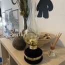Lampa cu gaz lampant Vivatechnix Classic TR-1002N, rezervor sticla cu catifea, oglinda metal, Negru