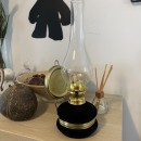 Lampa cu gaz lampant Vivatechnix Classic TR-1002N, rezervor sticla cu catifea, oglinda metal, Negru