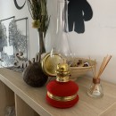 Lampa cu gaz lampant Vivatechnix Classic TR-1002R, rezervor sticla cu catifea, oglinda metal, Rosu