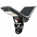 Lampa solara LED iluminat stradal 800W cu camera supraveghere duala 3MP Wi-Fi, panou solar 40W, baterie LiFePO4 30000mAh, PTZ 360, night vision, detectie PIR Ai, aplicatie V380 Pro