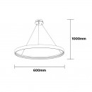 Lampa suspendata LED 53W 3CCT 3710 lm, rotunda, alba, dimabila, telecomanda