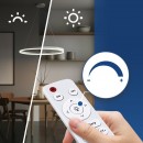 Lampa suspendata LED 53W 3CCT 3710 lm, rotunda, alba, dimabila, telecomanda