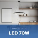 Lampa suspendata LED 70W 3CCT, 4900 lm, Negru, dimabila, telecomanda