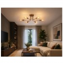 Lustra retro 6 x E27, Negru, IP20, 200 x 660 mm, max 6 x 18 W