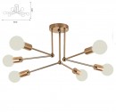 Lustra vintage 6 x E27, Auriu, IP20, 250 x 600 mm, max 6 x 18 W