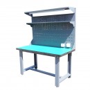 Masa, banc de lucru atelier cu priza 220V, panou perforat si iluminat LED 1500x750x800+1000mm
