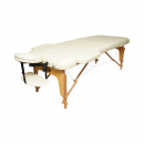 Masa de masaj pliabila portabila 2 zone, cadru lemn, spuma 5cm, inaltime 55-76cm, piele ecologica crem 60x213cm THOR