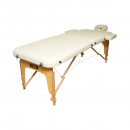 Masa de masaj pliabila portabila 2 zone, cadru lemn, spuma 5cm, inaltime 55-76cm, piele ecologica crem 60x213cm THOR