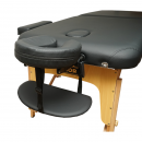 Masa de masaj pliabila portabila 2 zone, cadru lemn, spuma 5cm, inaltime 55-76cm, piele ecologica neagra 60x213cm THOR