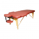 Masa de masaj pliabila portabila 2 zone, cadru lemn, spuma 5cm, inaltime 55-76cm, piele ecologica rosu burgundy 60x213cm THOR