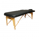 Masa de masaj pliabila portabila 2 zone, cadru lemn, spuma 6cm, inaltime 55-76cm, piele ecologica neagra 60x213cm THOR