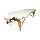 Masa de masaj pliabila portabila 3 zone, cadru lemn, spuma 5cm, inaltime 55-76cm, piele ecologica crem 60x213cm THOR
