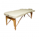 Masa de masaj pliabila portabila 3 zone, cadru lemn, spuma 5cm, inaltime 55-76cm, piele ecologica crem 60x213cm THOR