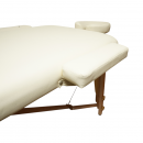 Masa de masaj pliabila portabila 3 zone, cadru lemn, spuma 5cm, inaltime 55-76cm, piele ecologica crem 60x213cm THOR