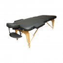 Masa de masaj pliabila portabila 3 zone, cadru lemn, spuma 5cm, inaltime 55-76cm, piele ecologica neagra 60x213cm THOR
