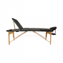Masa de masaj pliabila portabila 3 zone, cadru lemn, spuma 5cm, inaltime 55-76cm, piele ecologica neagra 60x213cm THOR