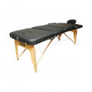 Masa de masaj pliabila portabila 3 zone, cadru lemn, spuma 5cm, inaltime 55-76cm, piele ecologica neagra 60x213cm THOR