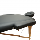 Masa de masaj pliabila portabila 3 zone, cadru lemn, spuma 5cm, inaltime 55-76cm, piele ecologica neagra 60x213cm THOR