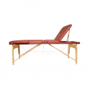 Masa de masaj pliabila portabila 3 zone, cadru lemn, spuma 5cm, inaltime 55-76cm, piele ecologica rosu burgundy 60x213cm THOR