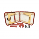 Masa de masaj pliabila portabila 3 zone, cadru lemn, spuma 5cm, inaltime 55-76cm, piele ecologica rosu burgundy 60x213cm THOR