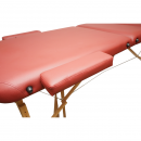 Masa de masaj pliabila portabila 3 zone, cadru lemn, spuma 5cm, inaltime 55-76cm, piele ecologica rosu burgundy 60x213cm THOR