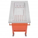 Masa de sudura mobila, 1016 x 609.6 x 914.4 mm, Capacitate 400 kg, 216 gauri, 11 carlige, spatiu depozitare, 4 x roti