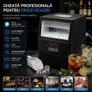 Masina de facut gheata profesionala 40 kg/24h, rezervor apa 3.5L, conexiune apa retea, cos colectare 4kg, autocuratare, afisaj LCD