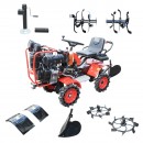 Mini tractor 4x4 diesel 17CP, 531cc, 3+1 viteze, 2 cutii de viteze, pornire electrica/manuala, latime lucru 1050mm cu freza, rarita, roti metalice, picior sprijin THOR
