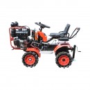 Mini tractor 4x4 diesel 17CP, 531cc, 3+1 viteze, 2 cutii de viteze, pornire electrica/manuala, latime lucru 1050mm cu freza, rarita, roti metalice, picior sprijin THOR
