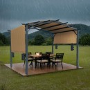 Pavilion retractabil, 2.96 x 3.95 x 2.3 m, impermeabilizare superioara, protectie solara UV50+, Otel/Poliester, Bej