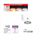 Pendul led 140 W, 9800 lm, 175-265V, Negru, IP20, 100 x 80 cm, 3CCT, dimabil, telecomanda