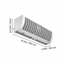 Perdea de aer debit 2038 m³/h, Otel, Lungime 900 mm, Alb, 2 x intrerupatoare pentru usi batante/glisante, 2 x viteze
