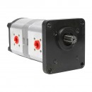 Pompa hidraulica dubla sens pe stanga, debit 22+14cm3 pentru New Holland, Case IH OEM 47129338