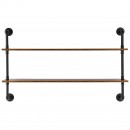 Raft metalic cu 2 x polite incluse din lemn, Vivatechnix Industrial, 1245 x 260 x 775 mm