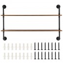 Raft metalic cu 2 x polite incluse din lemn, Vivatechnix Industrial, 1245 x 260 x 775 mm