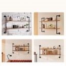 Raft metalic cu 2 x polite incluse din lemn, Vivatechnix Industrial, 1245 x 260 x 775 mm
