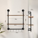 Raft metalic cu 2 x polite incluse din lemn, Vivatechnix Industrial, 630 x 205 x 770 mm