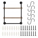 Raft metalic cu 2 x polite incluse din lemn, Vivatechnix Industrial, 630 x 205 x 770 mm