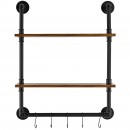 Raft metalic cu 2 x polite incluse din lemn, Vivatechnix Industrial, 630 x 205 x 770 mm
