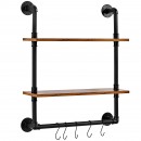 Raft metalic cu 2 x polite incluse din lemn, Vivatechnix Industrial, 630 x 205 x 770 mm
