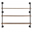 Raft metalic cu 3 x polite incluse din lemn, Vivatechnix Industrial, 1230 x 255 x 1075 mm