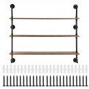 Raft metalic cu 3 x polite incluse din lemn, Vivatechnix Industrial, 1230 x 255 x 1075 mm