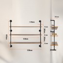 Raft metalic cu 3 x polite incluse din lemn, Vivatechnix Industrial, 1230 x 255 x 1075 mm