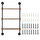 Raft metalic cu 3 x polite incluse din lemn, Vivatechnix Industrial, 630 x 205 x 1065 mm