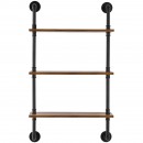 Raft metalic cu 3 x polite incluse din lemn, Vivatechnix Industrial, 630 x 205 x 1065 mm